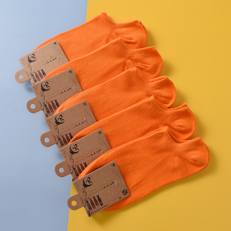 Candy-Colored Socks for Girls, Pure Cotton, Thin Summer Style, Odor-Resistant, Sweat-Absorbent Short Socks, Student and Couple Style, Yellow-Green No-Show Socks for Men