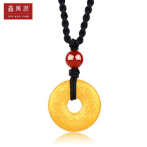 Xin Wanyuan gold safety buckle baby pendant Pure gold necklace pendant Pure gold jewelry to send mom to send girlfriend gift