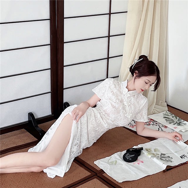 ເຄື່ອງນຸ່ງຜູ້ຍິງຂະຫນາດນ້ອຍແບບໃຫມ່ແບບຈີນຂະຫນາດນ້ອຍຊຸດພິທີການມີສ່ວນພົວພັນປັບປຸງ cheongsam seaside ວັນພັກ backless dress
