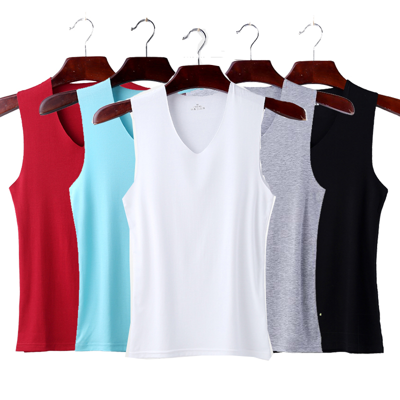 Đánh dấu vest nam dây băng V cổ áo-sửa chữa ediphon kiểu mùa hè không tay T-shirt chặt chẽ đàn hồi tập thể dục rộng vai đáy T-shirt