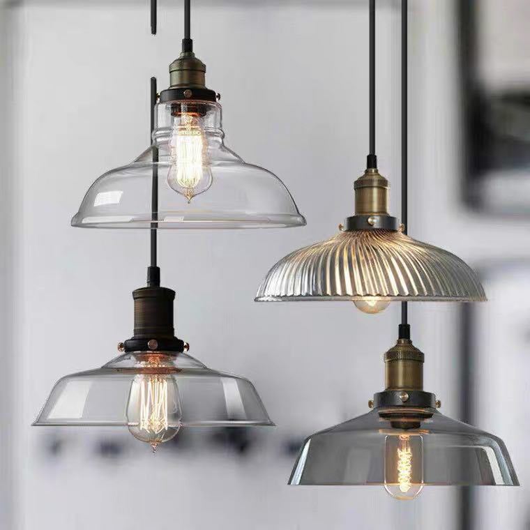 Romantic Industrial Style Restaurant Bar Nordic Simple Country Retro Creative Bedside Single-Head Glass Modern Small Pendant Lamp