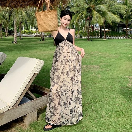 Пляжное платье, сексуальная длинная юбка для путешествий, Таиланд, V-образный вырез