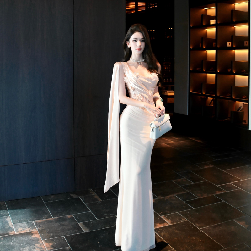 French-Style Dress for Women, Elegant Banquet Engagement Dress, Coming-Of-Age Ceremony Dress, Heavy-Duty Fishbone Waist-Cinching Long Dress, Birthday Dress French-Style Dress for Women, Elegant Banquet Engagement Dress, Coming-Of-Age Ceremony Dress, Heavy-Duty Fishbone Waist-Cinching Long Dress, Birthday Dress