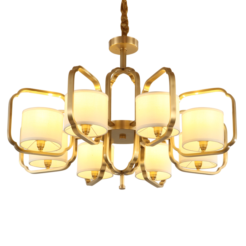 Modern Chinese style all copper chandelier modern creative simple pure copper lamp designer creative living room dining room bedroom chandelier