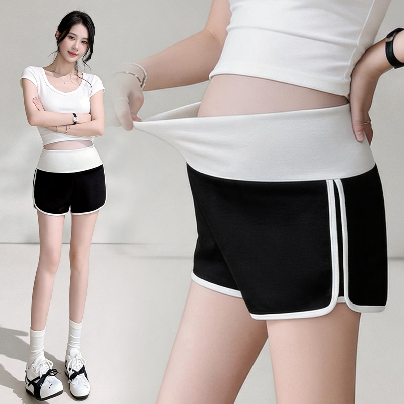 Maternity Shorts 2026 Summer New Color-Blocking Sports Shorts for Stylish Moms, Petite Three-Quarter Length Shorts, Versatile High-Waisted Maternity Shorts 2026 Summer New Color-Blocking Sports Shorts for Stylish Moms, Petite Three-Quarter Length Shorts, Versatile High-Waisted