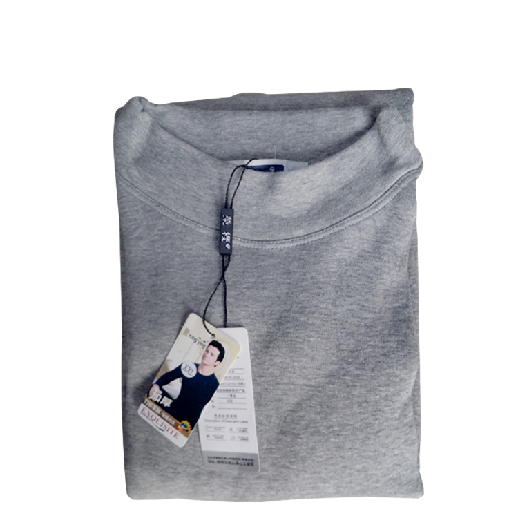 Cộng với nhung dày nam dài tay nửa cao cổ áo thun cotton nhiệt đồ lót đáy mùa thu áo căng áo mùa đông màu xám đậm áo nâng ngực