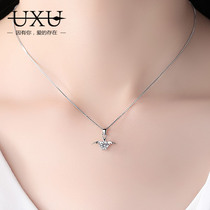 UXU Wings Necklace Woman Short S925 silver sky make it wing lock bone chain personality fashion 100 lap ornament to send girlfriend