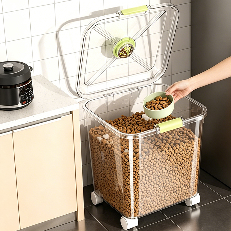 Pet Food Storage Bucket, Sealed Bucket, Moisture-Proof Food Container, Cat Food and Dog Food Bucket, Storage Bucket, Transparent Feed Bucket, Storage Box