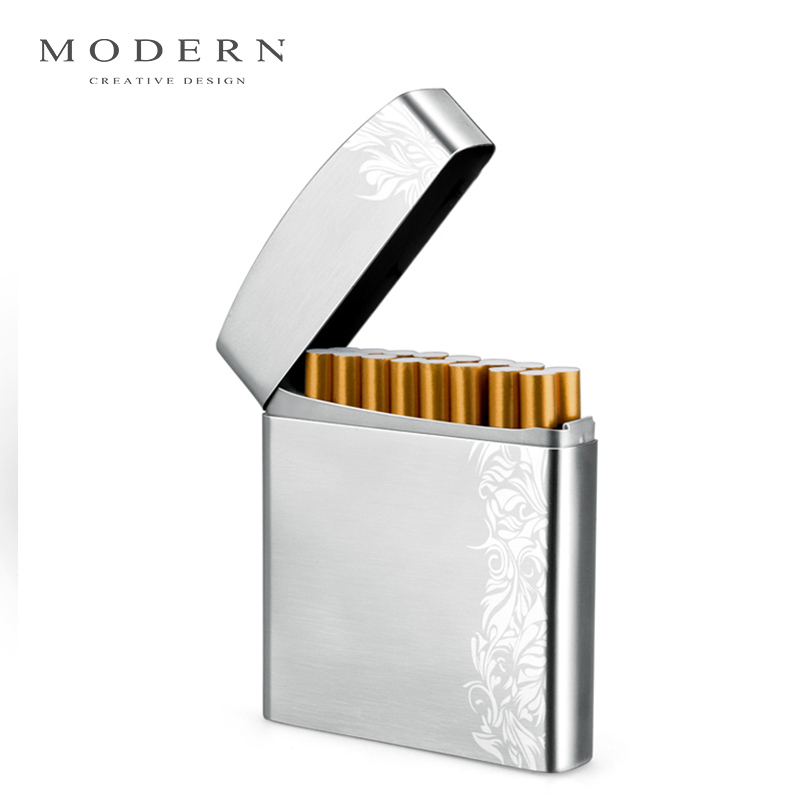 German Modern Creative Stainless Steel Incense Smoking Box Metal Smoking Box 20 Loaded Portable Men's Ultrathin Tobacco Box Customisation