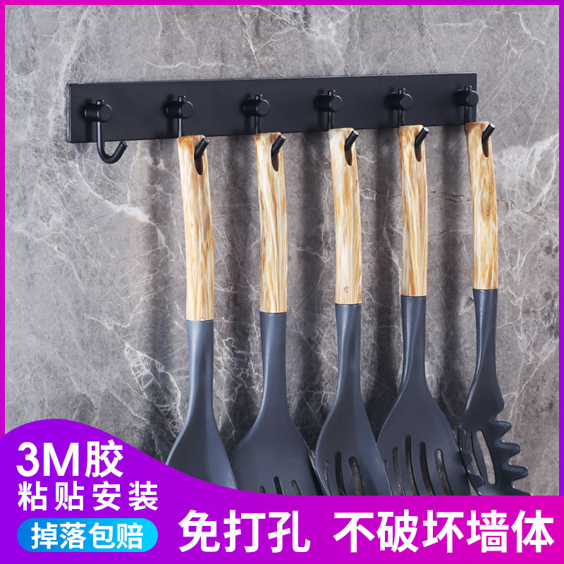 Black Nordic hook wall hanging kitchen with heavy cloakhook hook cosmetic room without mark - free punch 304 stainless steel bond