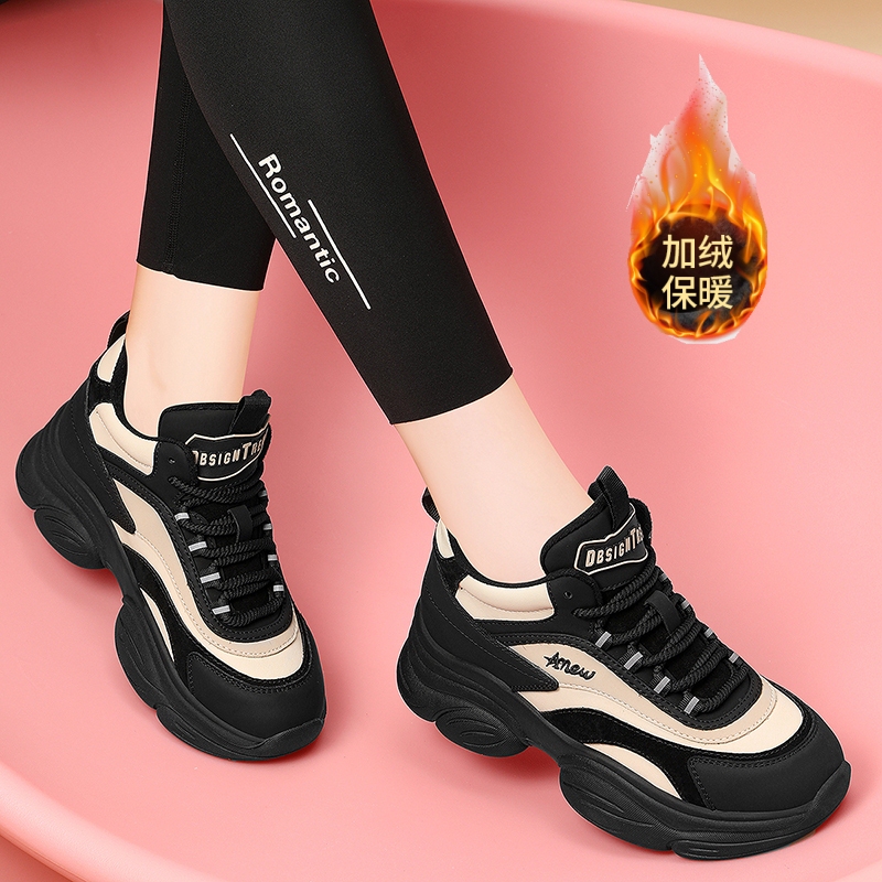Thick-Soled Women's 2026 Autumn and Winter Popular Leather Soft-Soled Lightweight Sneakers Casual Travel Fashion Mom Dad Shoes Thick-Soled Women's 2026 Autumn and Winter Popular Leather Soft-Soled Lightweight Sneakers Casual Travel Fashion Mom Dad Shoes