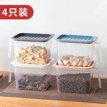 Refrigerator fresh-keeping storage box transparent sealed box with lid household grain storage box with handle food storage box
