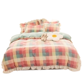 Коралловый зимний двусторонний комплект, флисовая простыня, пододеяльник, фланелевое покрывало, скандинавский стиль, 4 предмета