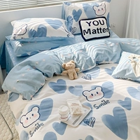 Blue Heart Bear Oll [100%вся хлопчатобумажная ткань]