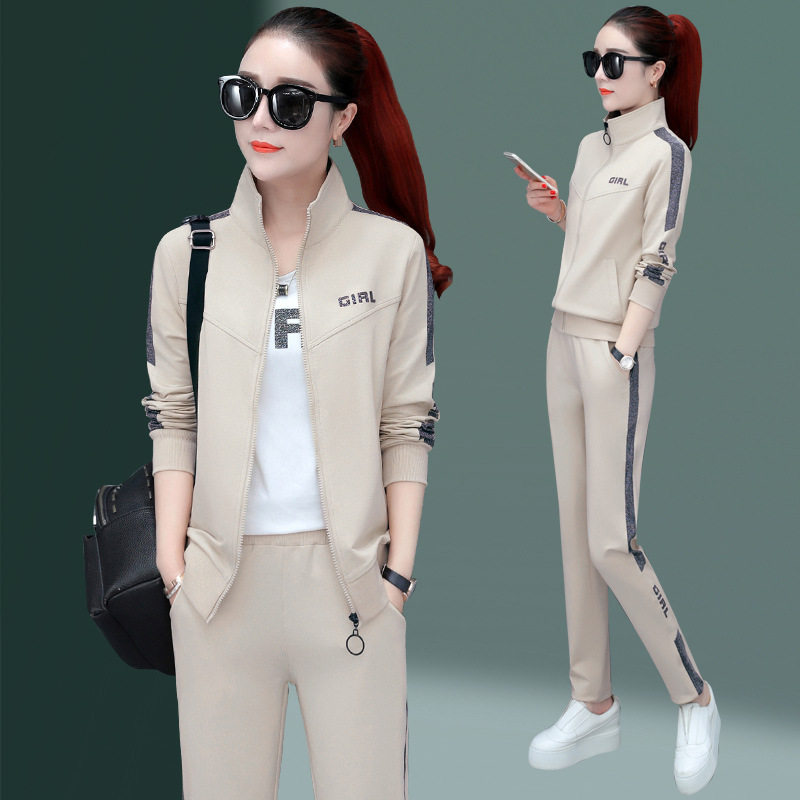 High quality sportswear suit women's fall 2021 new Korean version fashion casual foreign polo clothing with three sets