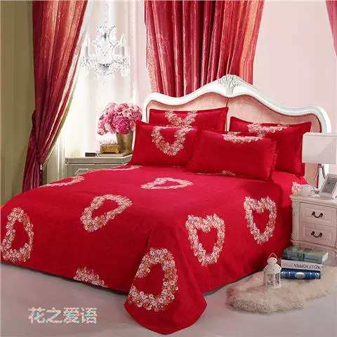 Khăn trải giường bằng vải cotton đơn màu đỏ đôi lớn 1,5m1,8 m 2.0 giường 100% cotton dày