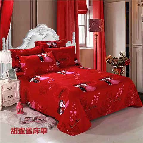 Khăn trải giường bằng vải cotton đơn màu đỏ đôi lớn 1,5m1,8 m 2.0 giường 100% cotton dày