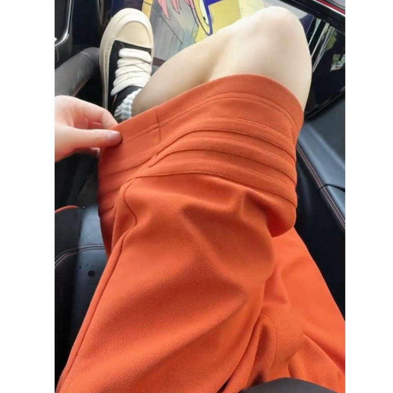 Orange Straight-Leg Five-Point Shorts for Men and Women, 2025 New Summer Running Shorts, Loose Casual Versatile Mid-Length Pants