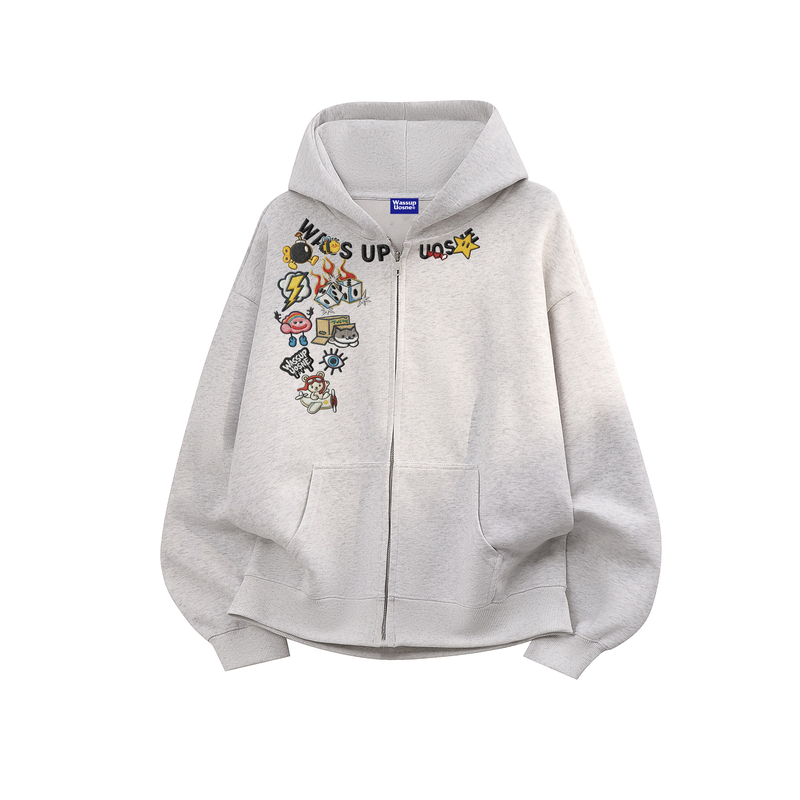 Embroidered Letters 2026 New Spring and Autumn Casual Hooded Zipper Sweatshirt Cardigan Jacket Men's Youth Style