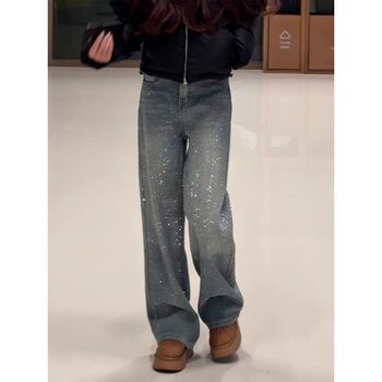 Gypsophila hot diamond wide-leg jeans for women spring 2026 new style this year's popular high-waist slim straight pants