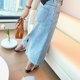 Korean rear slit butterfly denim skirt for women 2025 new summer cover high waist slimming A-line midi skirt