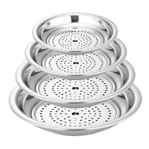 Stainless steel dumpling plate Drain double-layer plate dumpling plate Household dumpling tray round steaming plate