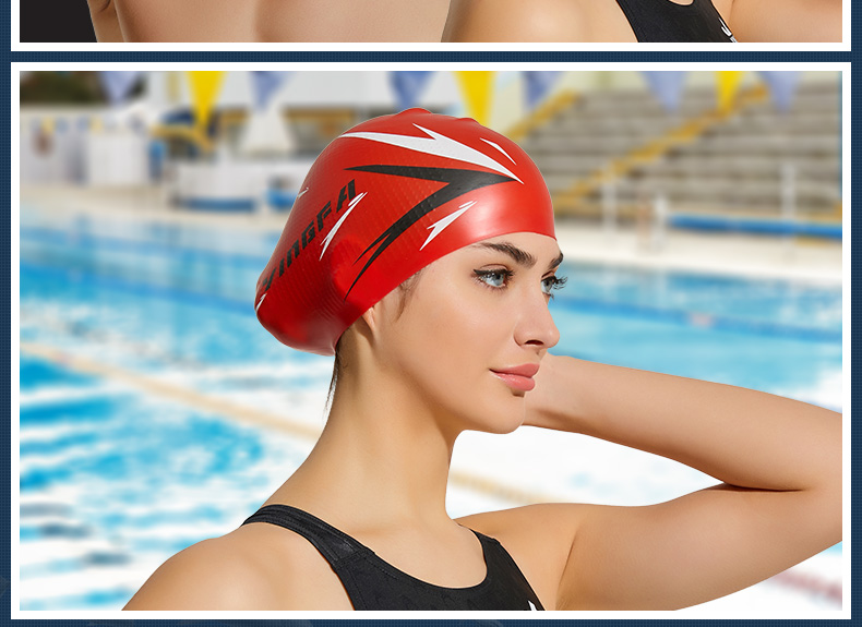 Mũ bơi bằng silicone tóc Anh hạt bên trong mũ bơi chống trượt phù hợp hơn không nhăn không thấm nước cá tính in mát mũ bơi trẻ em giá rẻ
