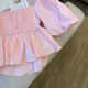 一线品牌外贸原厂尾单粉色一字肩泡泡袖短款衬衫女款夏设计感小众