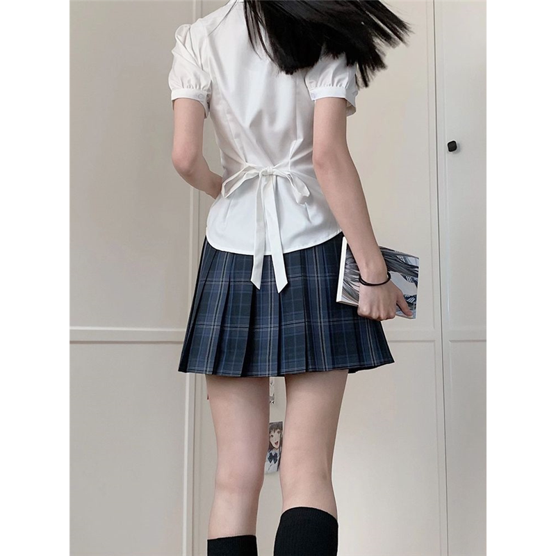 Plus-Size Jk Uniform Pure Desire Waist-Cinching Shirt for Women, Unique Design, Niche Style, Waist-Tie Top, Puff Sleeve White Shirt Plus-Size Jk Uniform Pure Desire Waist-Cinching Shirt for Women, Unique Design, Niche Style, Waist-Tie Top, Puff Sleeve White Shirt