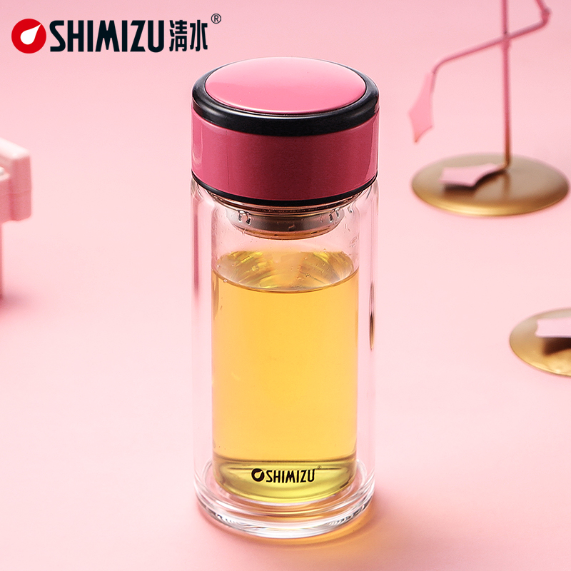 Clean water double glazed cup female cute heat resistant water cup portable creative tea cup mini minimalist tide flower tea cup