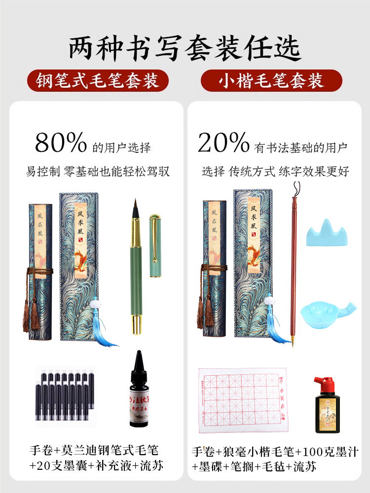 The Complete Scroll of Feng Qiuhuang (Seeking a Wife) for Calligraphy Practice, Scroll for Adults, Handwritten, Gift for Male and Female Friends, Pen-Style, Shanglin Fu (Song Dynasty Style) Cursive Script, Small Script, Slim Gold Script, Tracing Red Script, Love Letter Scroll, Qixi Festival Gift Box Set