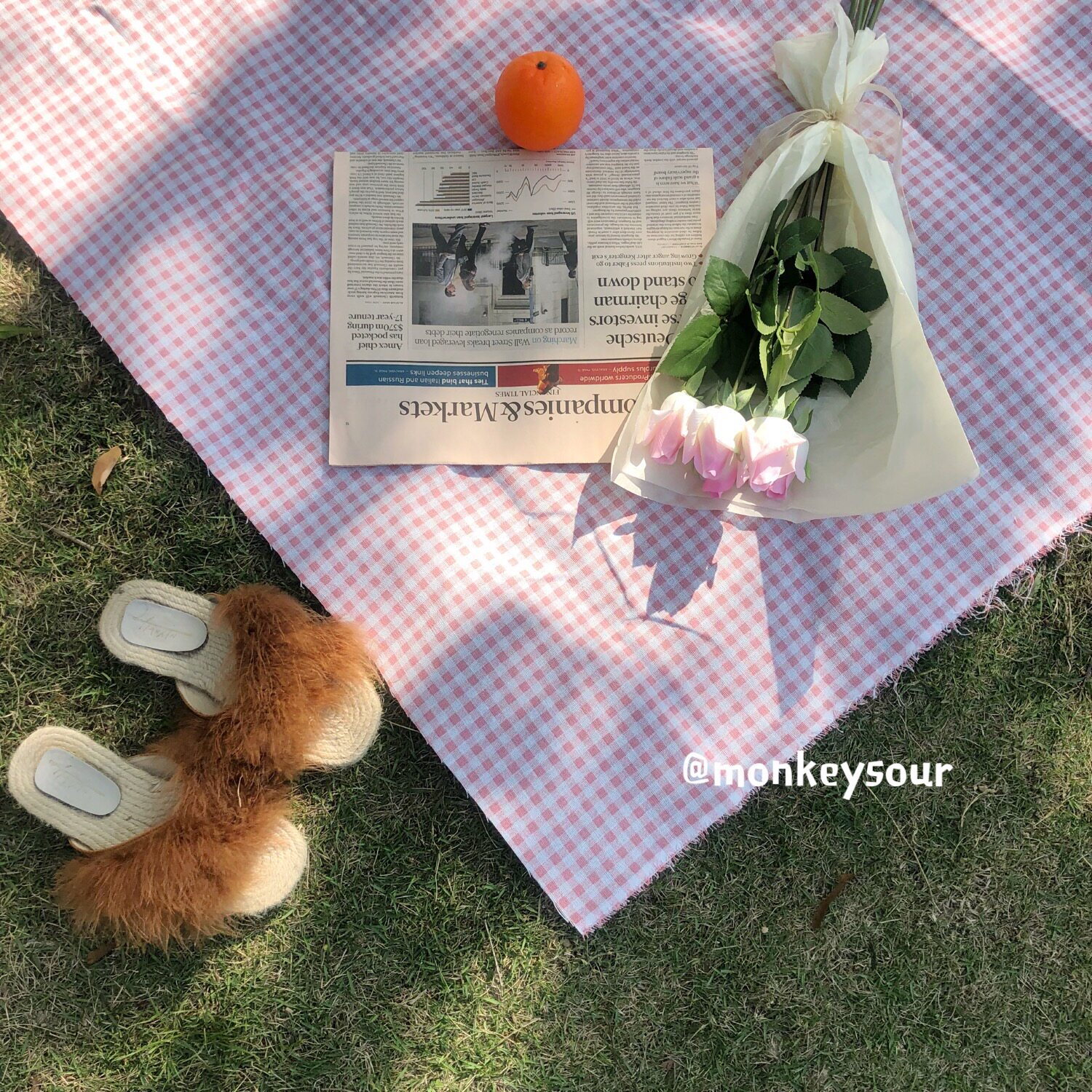 ins Korean wind powder tender pink plaid cotton linen photo background cloth picnic cloth beach cloth outdoor picnic mat