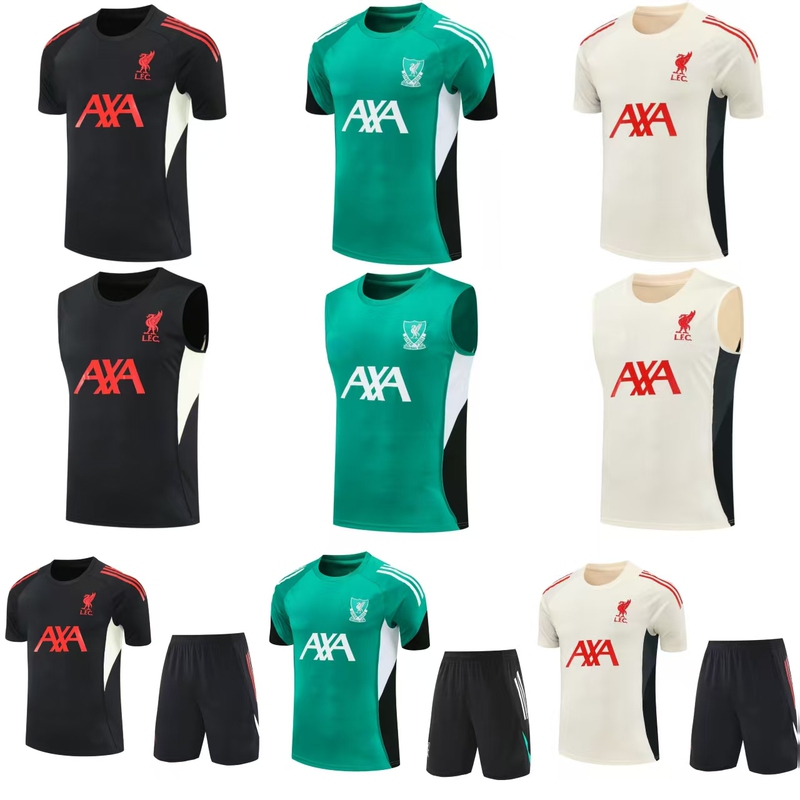 25/26 Season Liverpool Jersey Pre-Match Vest Short-Sleeved Casual Training Wear Sports Football Uniform Set Top
