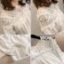 Xuân 2018 phiên bản Hàn Quốc mới của size lớn dành cho nữ chất béo mm ren khâu áo rộng tay áo dài chạm đáy voan nữ