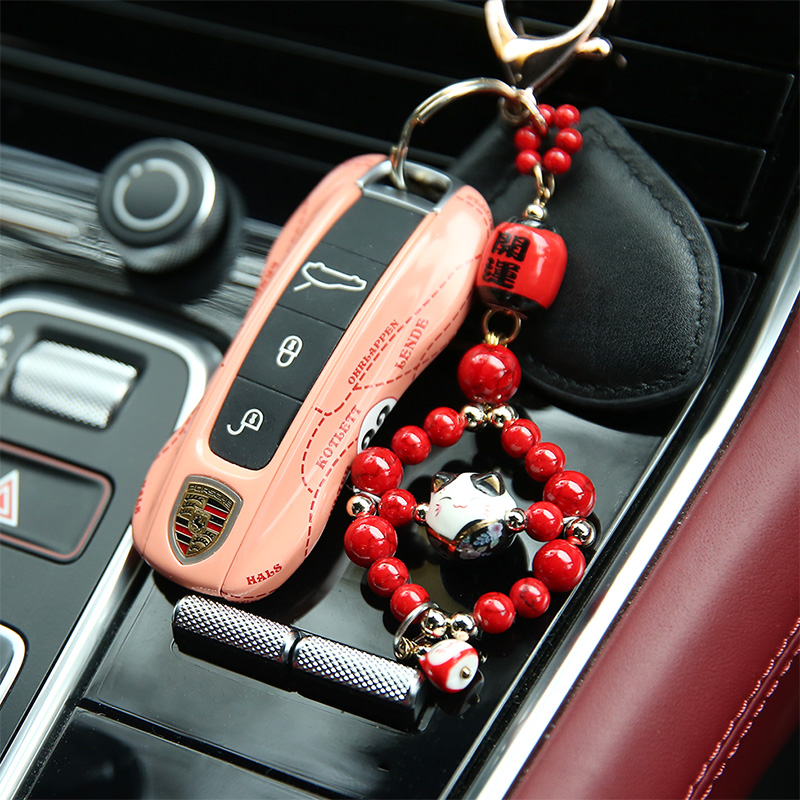 Ceramic Keychain Lucky Cat Pendant Cute Car Portable Car Pendant Women's Bag Bag Hanging Gift for Girls