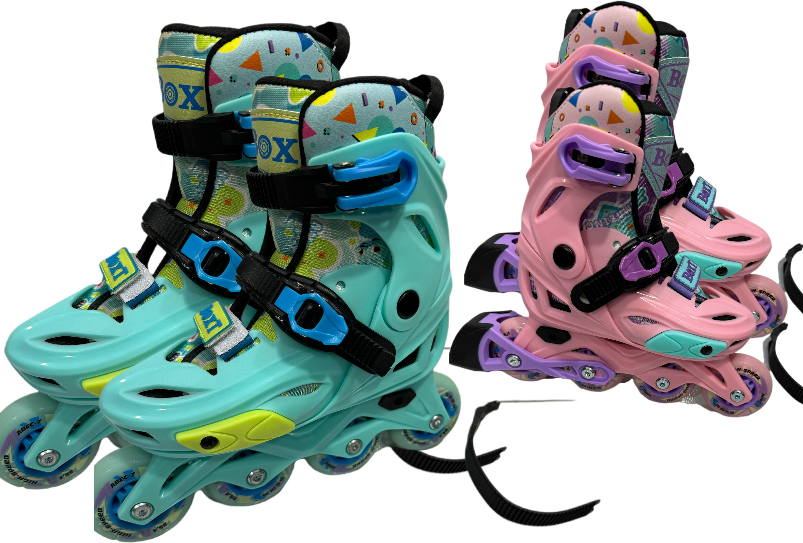 Роликовые коньки для детей 波斯特boxt轮滑鞋俱乐部培训班专业男女儿童旱冰鞋可调锁轮专业轮 DLS