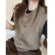 Korean-Style Design with Three-Dimensional Floral Pattern, Horn Button Knit Vest for Women, Early Autumn New Fashion Versatile Sweater Vest