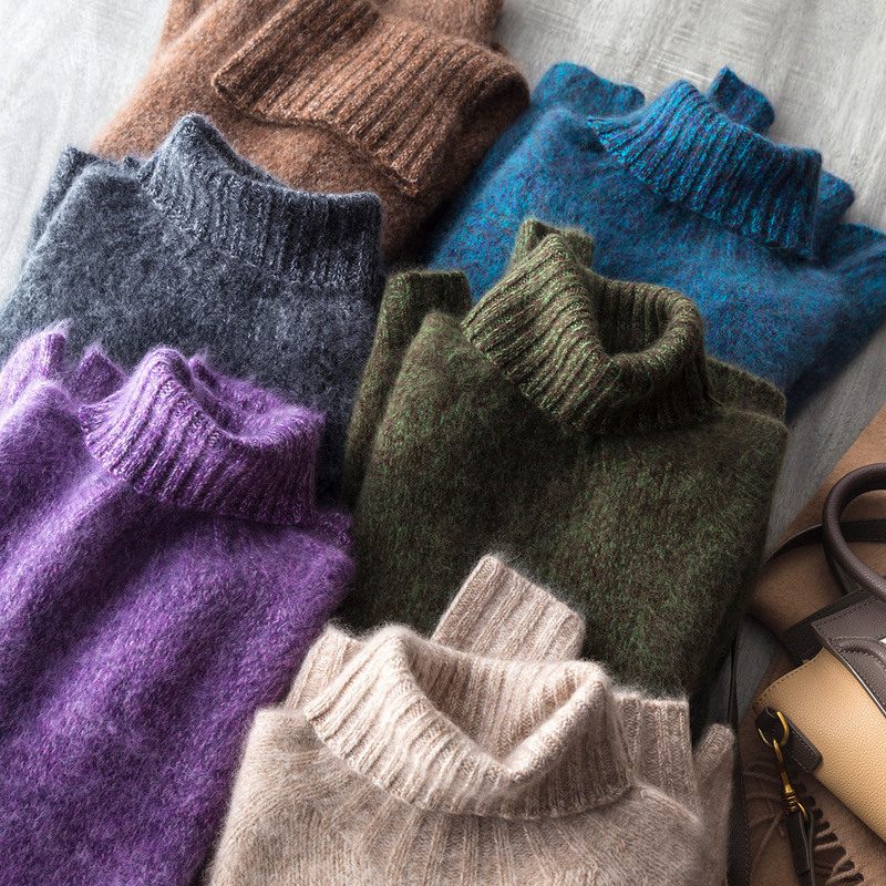A Blockbuster Gift! High-Weight, Warm, Thick Floral Yarn Brushed Wool and Cashmere High-Neck Loose Knit Sweater A Blockbuster Gift! High-Weight, Warm, Thick Floral Yarn Brushed Wool and Cashmere High-Neck Loose Knit Sweater