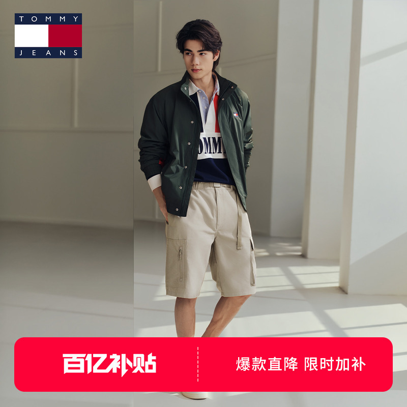 【American Workwear Style】Tommy26 Spring/Summer New Men's Adjustable Waistband Elastic Waist Large Pocket Sports Shorts