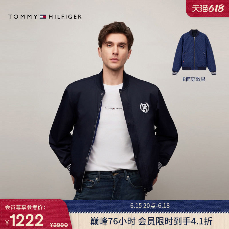 [Double-Sided Wear] Tommy Autumn and Winter Casual American College Style All-Over Printed Baseball Collar Bomber Jacket for Men and Women