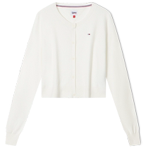 Tommy womens clothing retro minimalist with small embroidered and round collar button short knitted cardiovercoat DW0DW16538