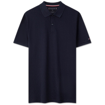 Tommy 24 new early autumn mens pure cotton commuter dark pattern jacquard fitted short-sleeved T-shirt POLO shirt 35611