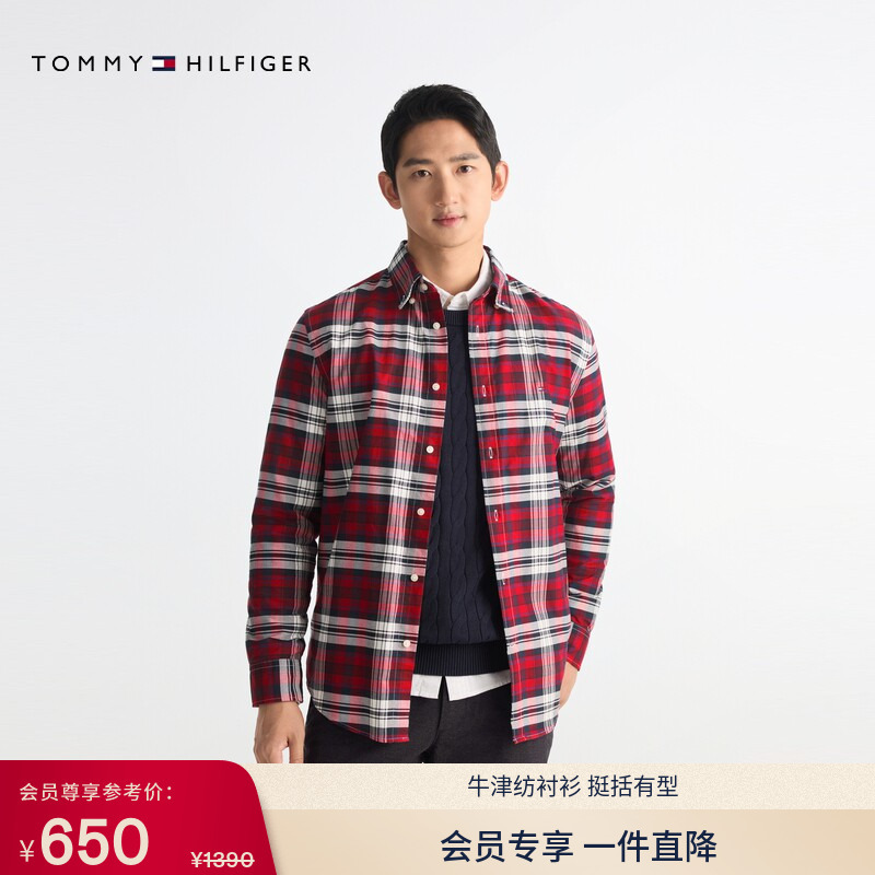 [Heavyweight Oxford Fabric] Tommy Spring/Summer Men's Pure Cotton Vintage Casual Large Plaid Long Sleeve Shirt Jacket