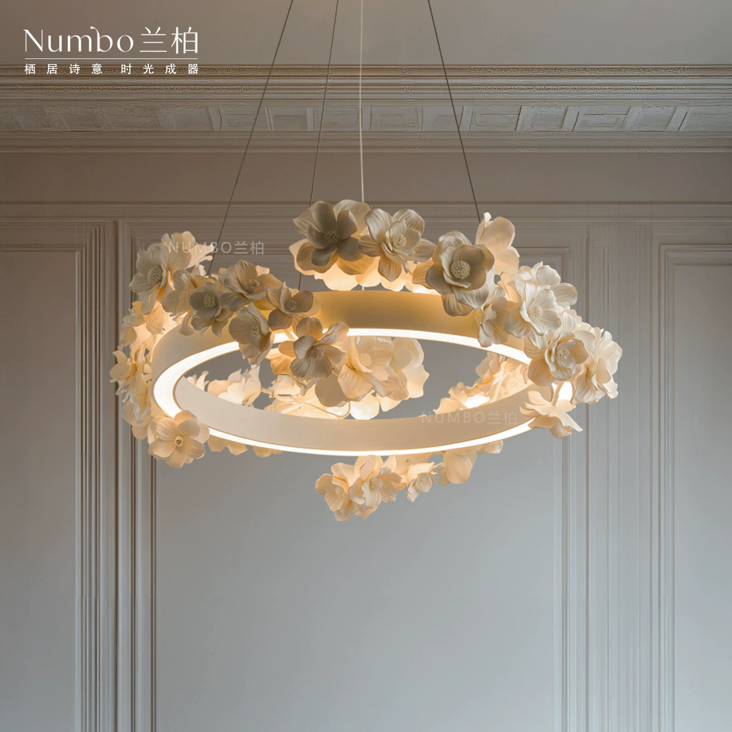 Retro genuine ceiling lamp for living room, design lights, french style, flowered