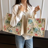 Шоппер, вместительная и большая брендовая льняная сумка