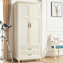 American four-door wardrobe Small household bedroom solid wood two-door three-door large wardrobe Childrens cabinet Girl boy