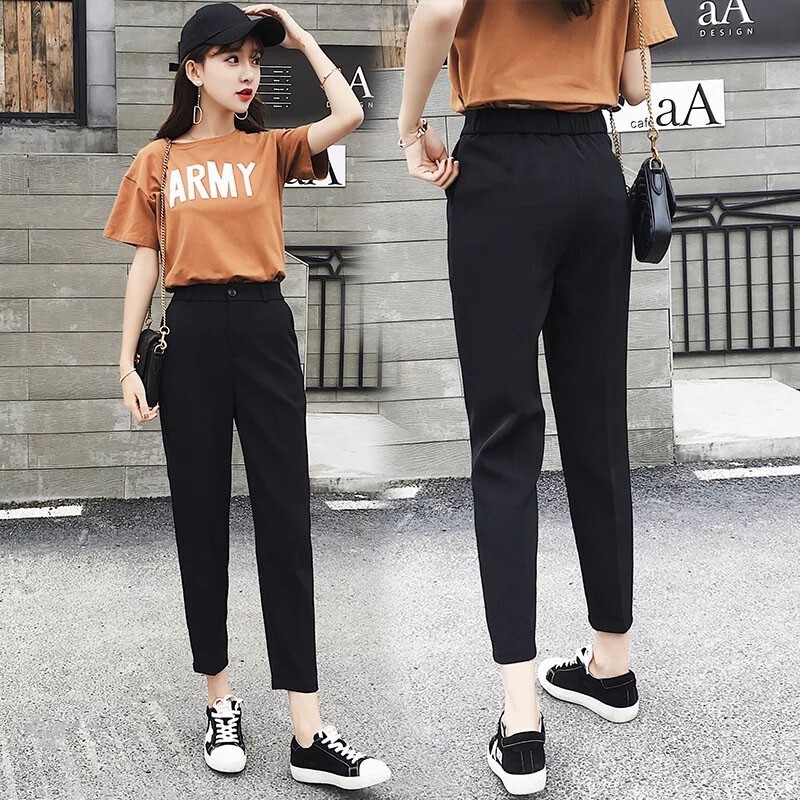 Black Suit Pants for Women, Summer Thin Style, Petite Size, Cropped Cigarette Pants, High-Waisted, Professional Casual, Nine-Point Harem Trousers
