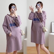 2020 Autumn loaded with cap gestation maternity dress with large code loose and pregnant foreign air bifurcated long sleeve blouse