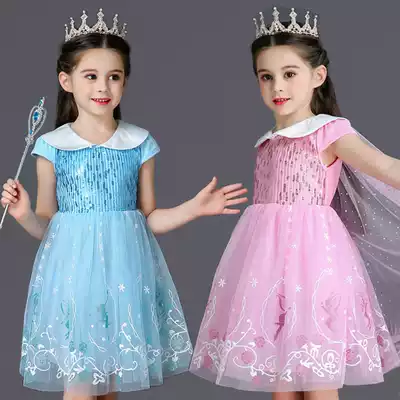 Frozen 2 Princess Dress Spring and Summer Dress Short Sleeve Children Girls Dress Aisha Aisha elsa Skirt