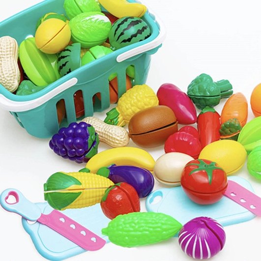 幼儿园过家家儿童切切看仿真水果蔬菜海鲜塑料玩具切切乐早教模型